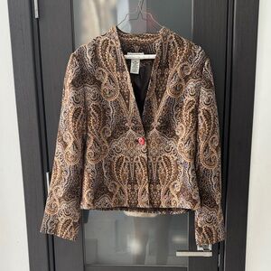 Covington Paisley Women's Blazer in Brown and Tan